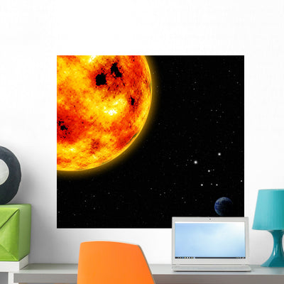 Sun with Other Planets shown on a wall
