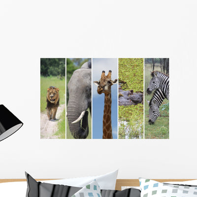 African Animals Wall Mural shown on a wall