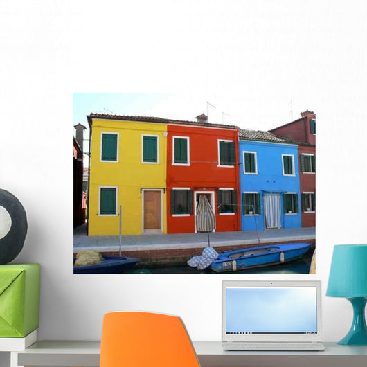 Burano Maisons Colorees Jaune Wall Decal
