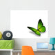 Green Butterfly White Wall Decal