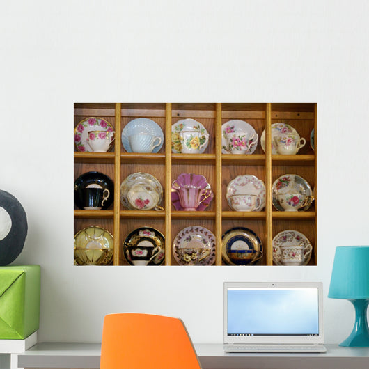 Shelves Fine China Cups Wall Mural