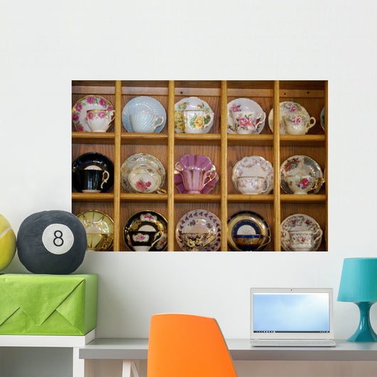 Shelves Fine China Cups Wall Mural