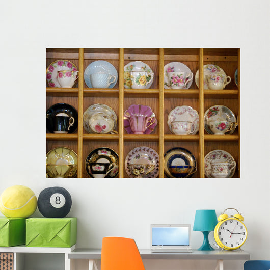 Shelves Fine China Cups Wall Mural