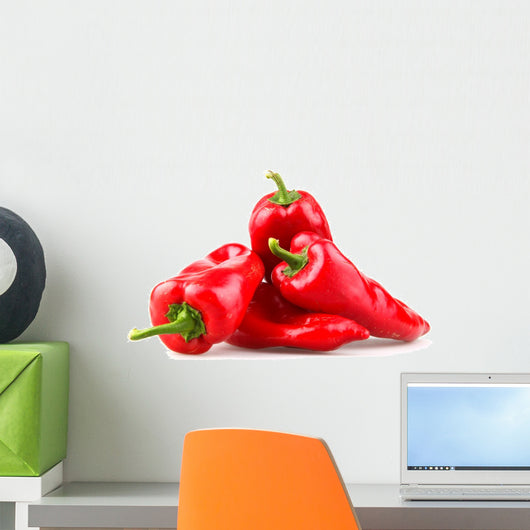 Red chilli peppers on white background Wall Decal