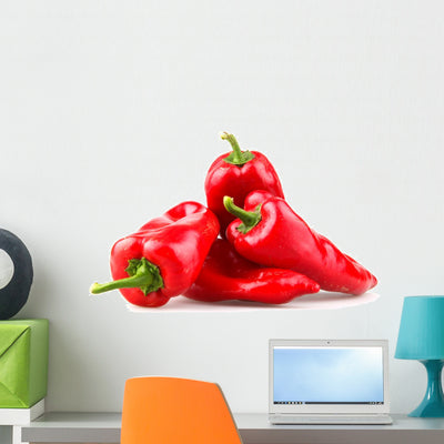 Red Chilli Peppers White Wall Decal shown on a wall