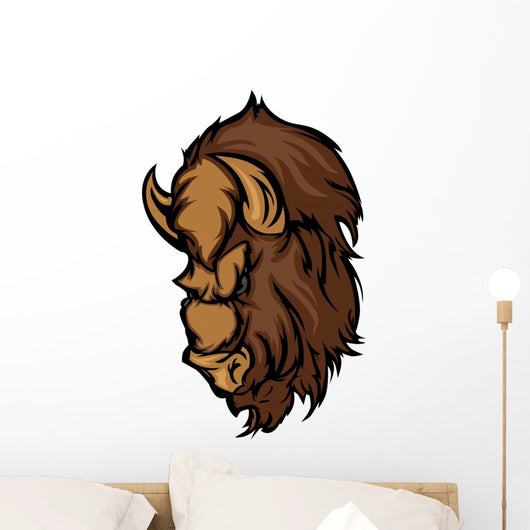 Buffalo Bison Mascot Head Cartoon Wall Decal