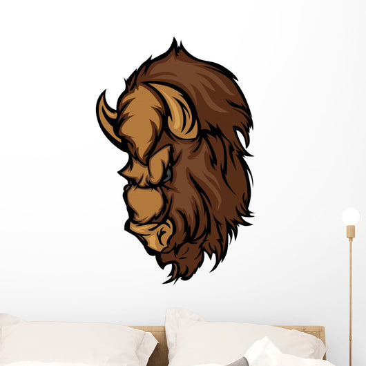Buffalo Bison Mascot Head Cartoon Wall Decal