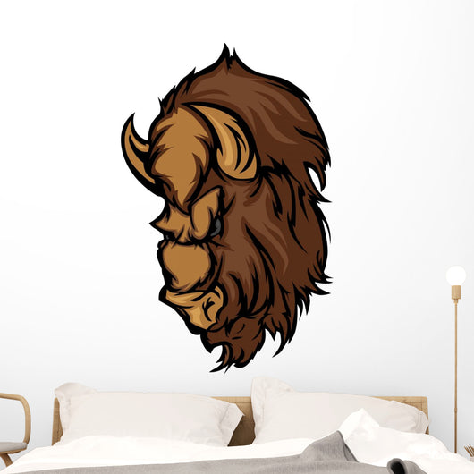 Buffalo Bison Mascot Head Cartoon Wall Decal