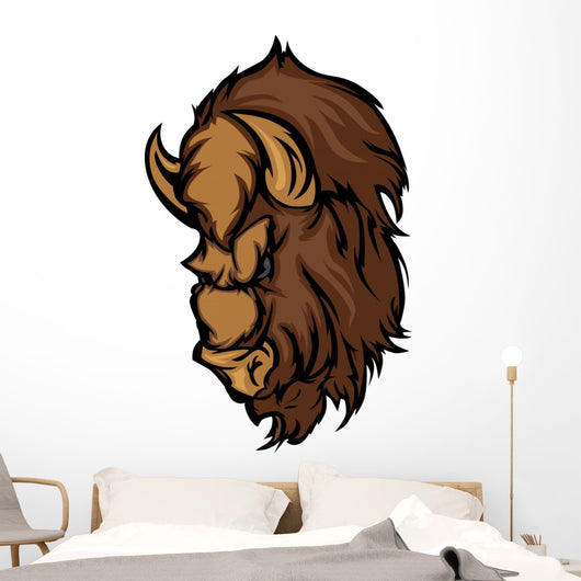 Buffalo Bison Mascot Head Cartoon Wall Decal