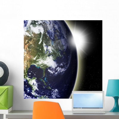 Earth as Seen from Wall Mural shown on a wall
