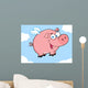 Happy Pig Flying in a Sky Wall Mural