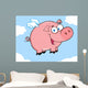 Happy Pig Flying in a Sky Wall Mural