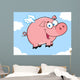 Happy Pig Flying in a Sky Wall Mural