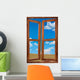 Window Frame With a Beautiful Landscape Background Wall Mural