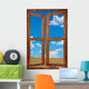Window Frame With a Beautiful Landscape Background Wall Mural