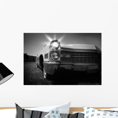 Vintage Car Wall Mural shown on a wall