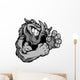 Graphic Vector Image of a Boar or Wild Pig Mascot with Fighting Wall Decal