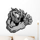 Graphic Vector Image of a Boar or Wild Pig Mascot with Fighting Wall Decal