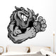 Graphic Vector Image of a Boar or Wild Pig Mascot with Fighting Wall Decal