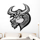 Bull Longhorn Mascot Head Vector Cartoon Wall Decal