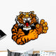 Graphic Vector Image of a Tiger Mascot with Fighting Hands Wall Decal