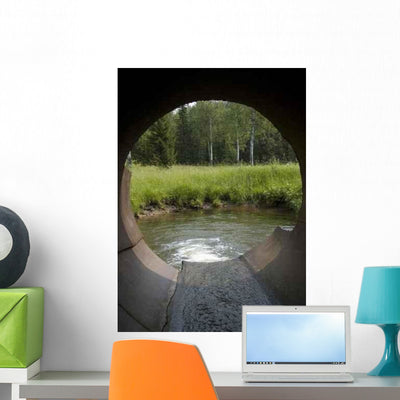 Sewer Wall Decal shown on a wall