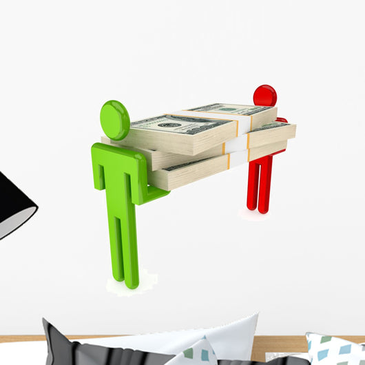 People Packing Money Wall Decal