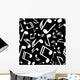 Vector white notes on a black background Wall Mural