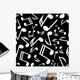 Vector white notes on a black background Wall Mural