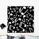 Vector white notes on a black background Wall Mural