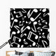 Vector white notes on a black background Wall Mural