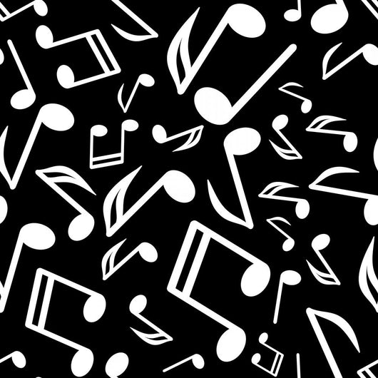 Vector white notes on a black background Wall Mural