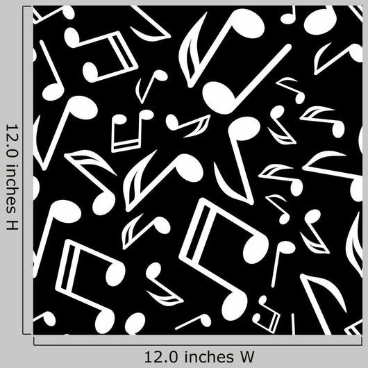 Vector white notes on a black background Wall Mural