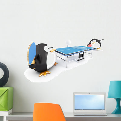 Ping-pong Match Wall Decal shown on a wall