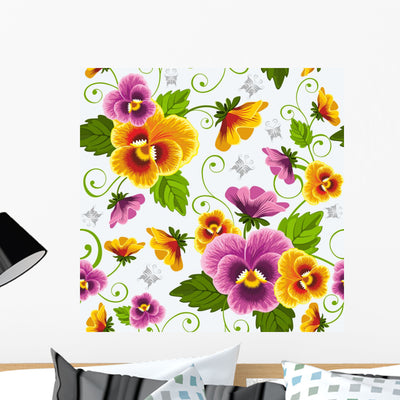 Pansy Wall Decal shown on a wall