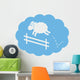 Sheep jumping over a fence in a cloud sleep bubble. Wall Decal
