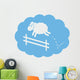 Sheep jumping over a fence in a cloud sleep bubble. Wall Decal