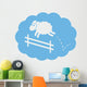 Sheep jumping over a fence in a cloud sleep bubble. Wall Decal