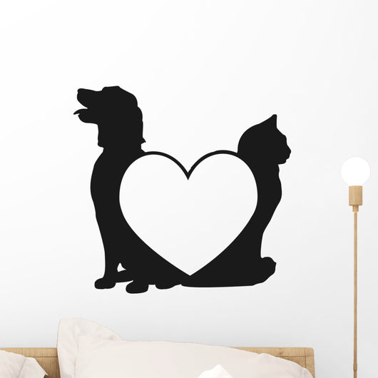 Cat and dog love logo Wall Decal