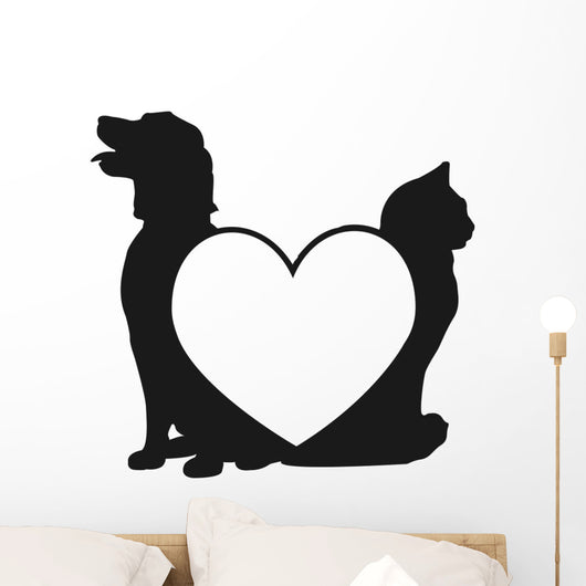 Cat and dog love logo Wall Decal