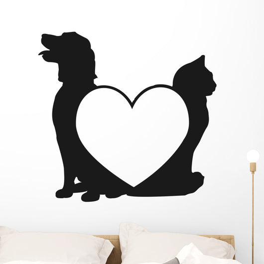 Cat and dog love logo Wall Decal