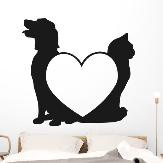 Cat and dog love logo Wall Decal