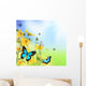 Spring Flowers with Butterflies Wall Mural