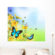 Spring Flowers with Butterflies Wall Mural