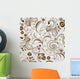 Repeating White-Brown Floral Pattern Wall Decal