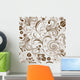 Repeating White-Brown Floral Pattern Wall Decal