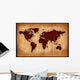 Aged World Map Wall Mural