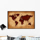 Aged World Map Wall Mural