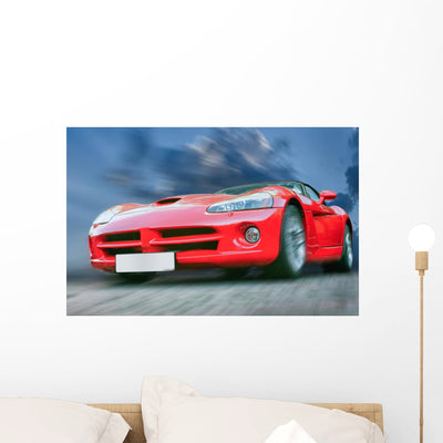 Sports Car Wall Mural shown on a wall