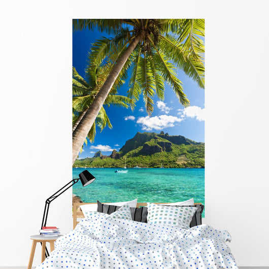 Palm Trees on Shoreline of Ocean at Moorea Wall Mural